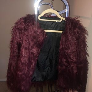 Maroon fur jacket